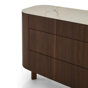 PARABOLE - Chest of drawers in walnut with marble effect stoneware top by Ligne Roset - view 3